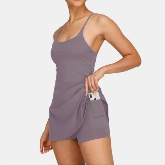 Halara Everyday Dress- Euphoria Lilac Chocolate Mauve Size Medium New with tag - Picture 1 of 9